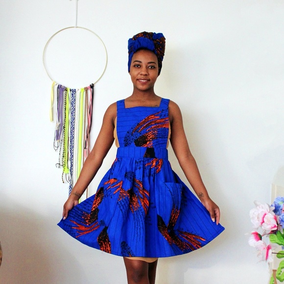 Blue Ankara Apron - Picture 1 of 7